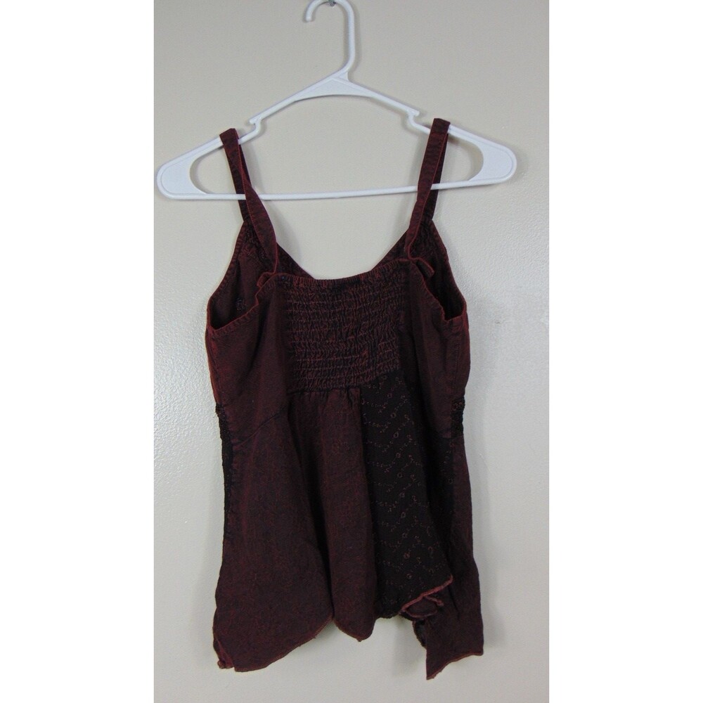 L.S.I Burgundy Babydoll Tank S/M Boho Festival Fairy Grunge Y2K Embroidered - Picture 5 of 7